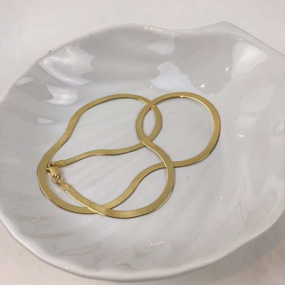 Gold Herringbone Chain 14K Herringbone Chain Necklace Herringbone Snake Chain - Picture 4 of 6